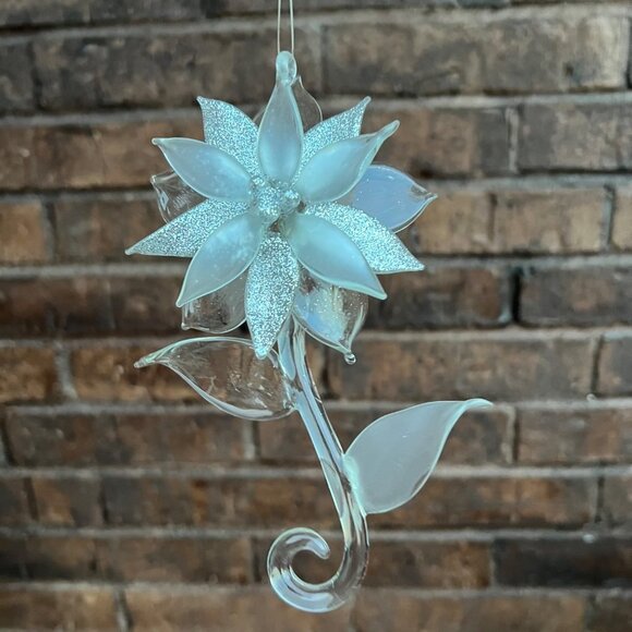 Other - Blowen Glass Poinsettia Christmas Ornament 6”